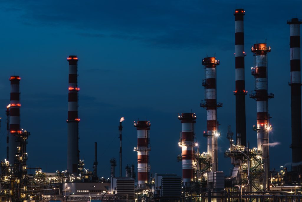 a refinery plant at night